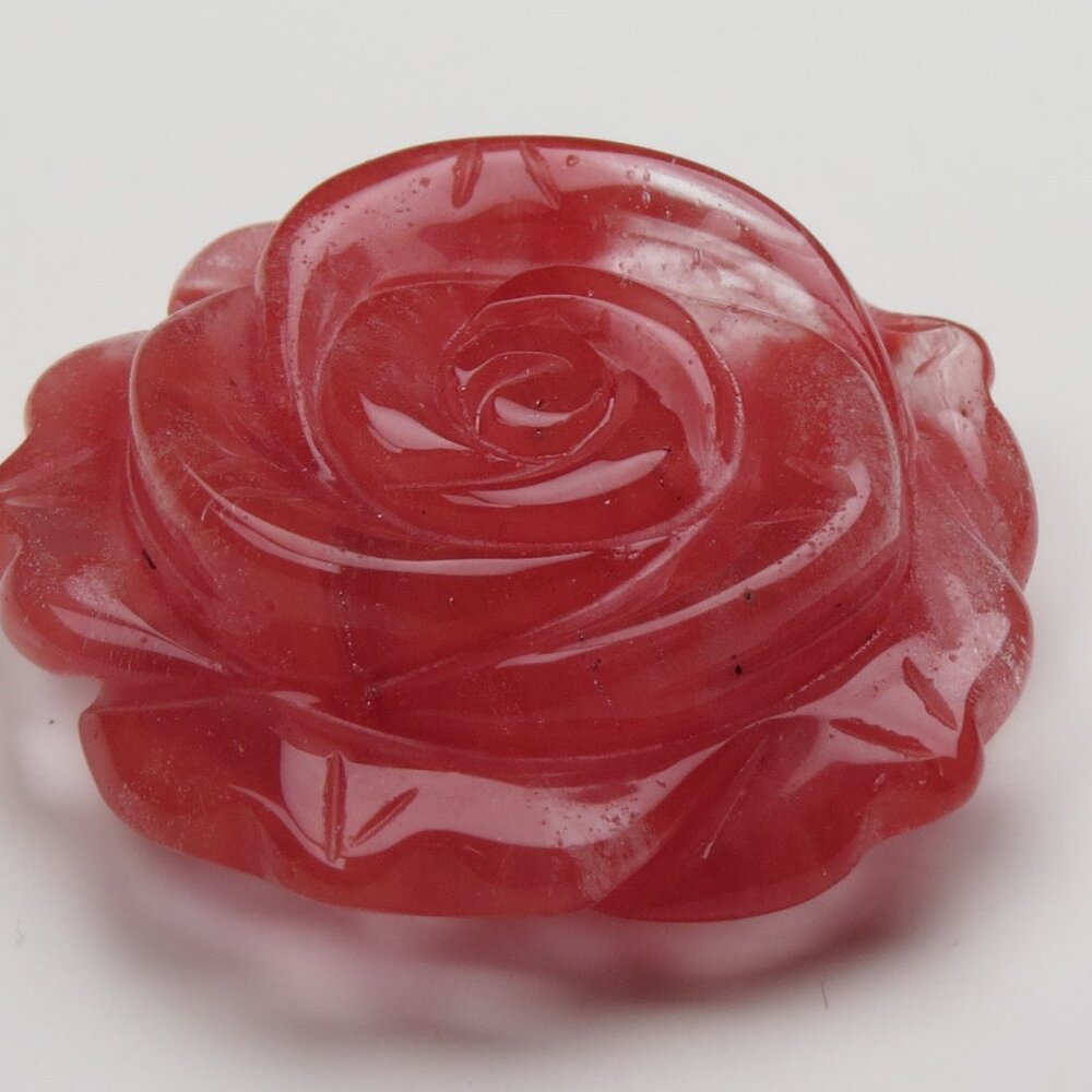 Red Quarts Flower Pendent Hand Carved